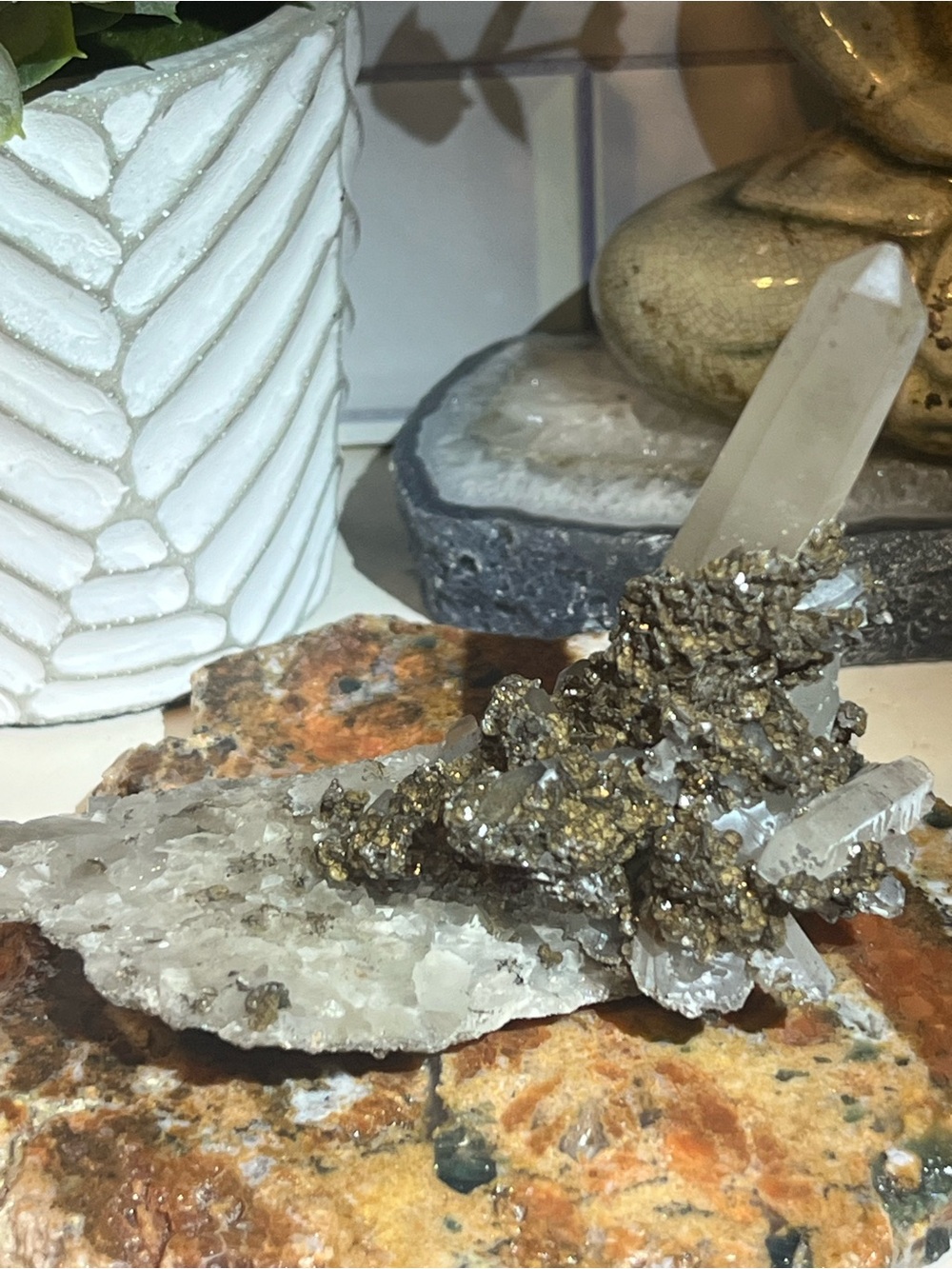 Candle Quartz with Calcite